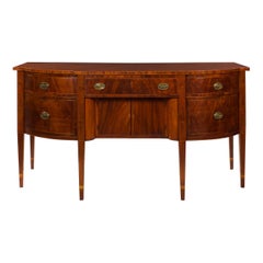 American Federal Inlaid Mahogany Antique Sideboard, circa 1790-1810