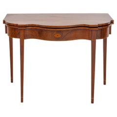Mesa de cartas federal americana de caoba con incrustaciones, 1800