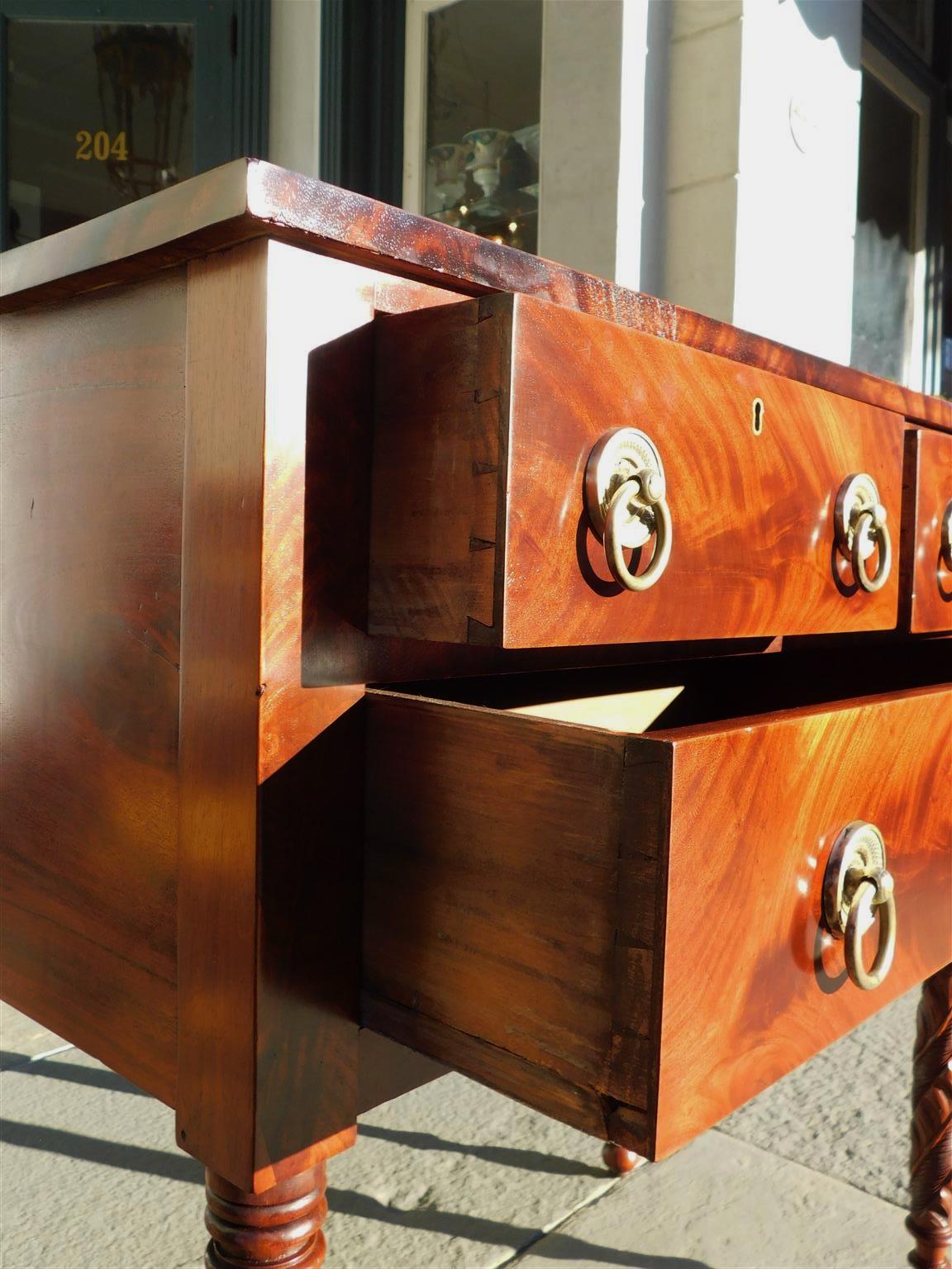 American Federal Mahogany Acanthus Server with Original Brasses, Boston, C. 1815 3