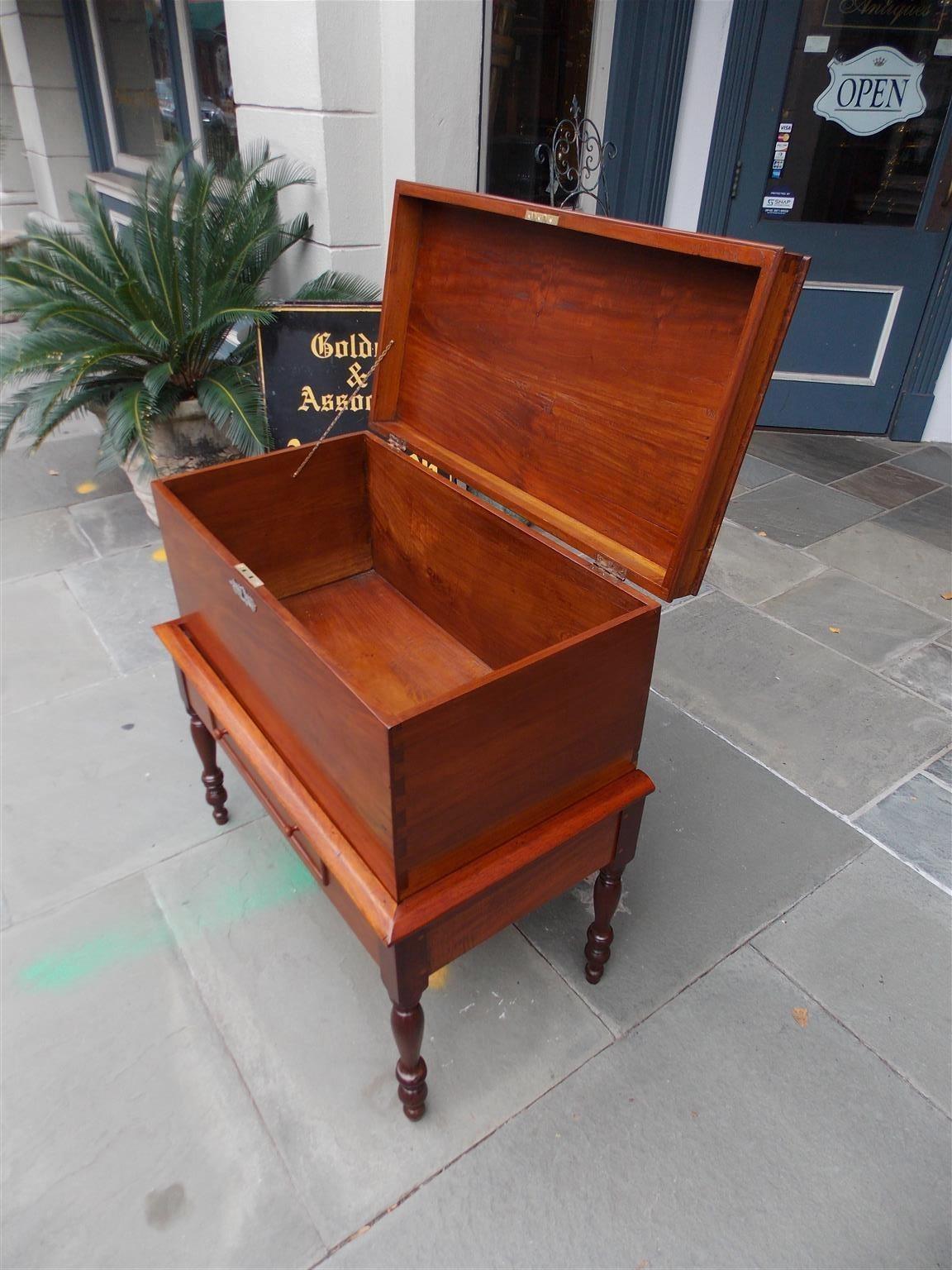 Early 19th Century American Federal Mahogany and Spanish Cedra Sugar Chest on Stand, Circa 1820 For Sale