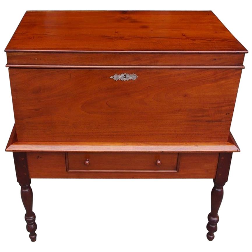 American Federal Mahogany and Spanish Cedra Sugar Chest on Stand, Circa 1820