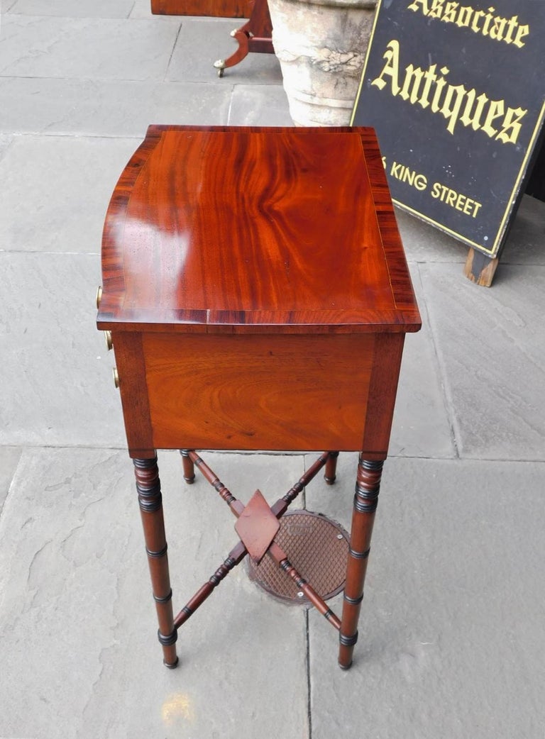 American Federal Mahogany Bow Front Ebony String Inlaid Work Table ...
