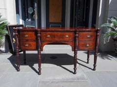 American Federal Mahogany Bow Front Floral Satinwood Inlaid Sideboard Circa 1770