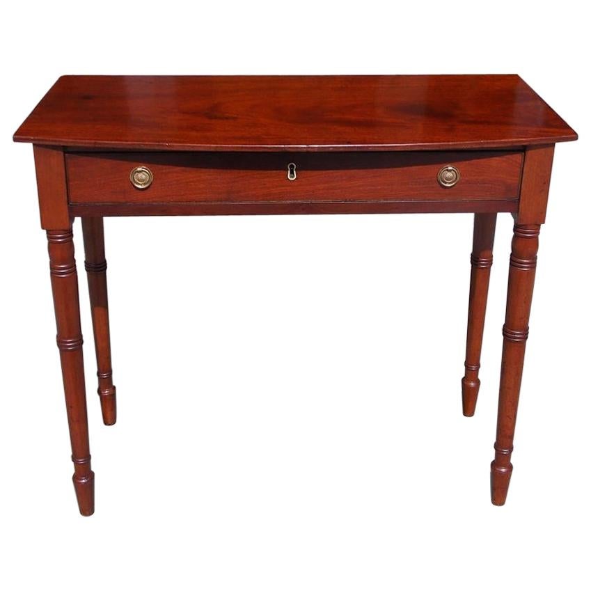 American Federal Mahogany Bow Front One-Drawer Server with Brass Pulls. C.1810 For Sale