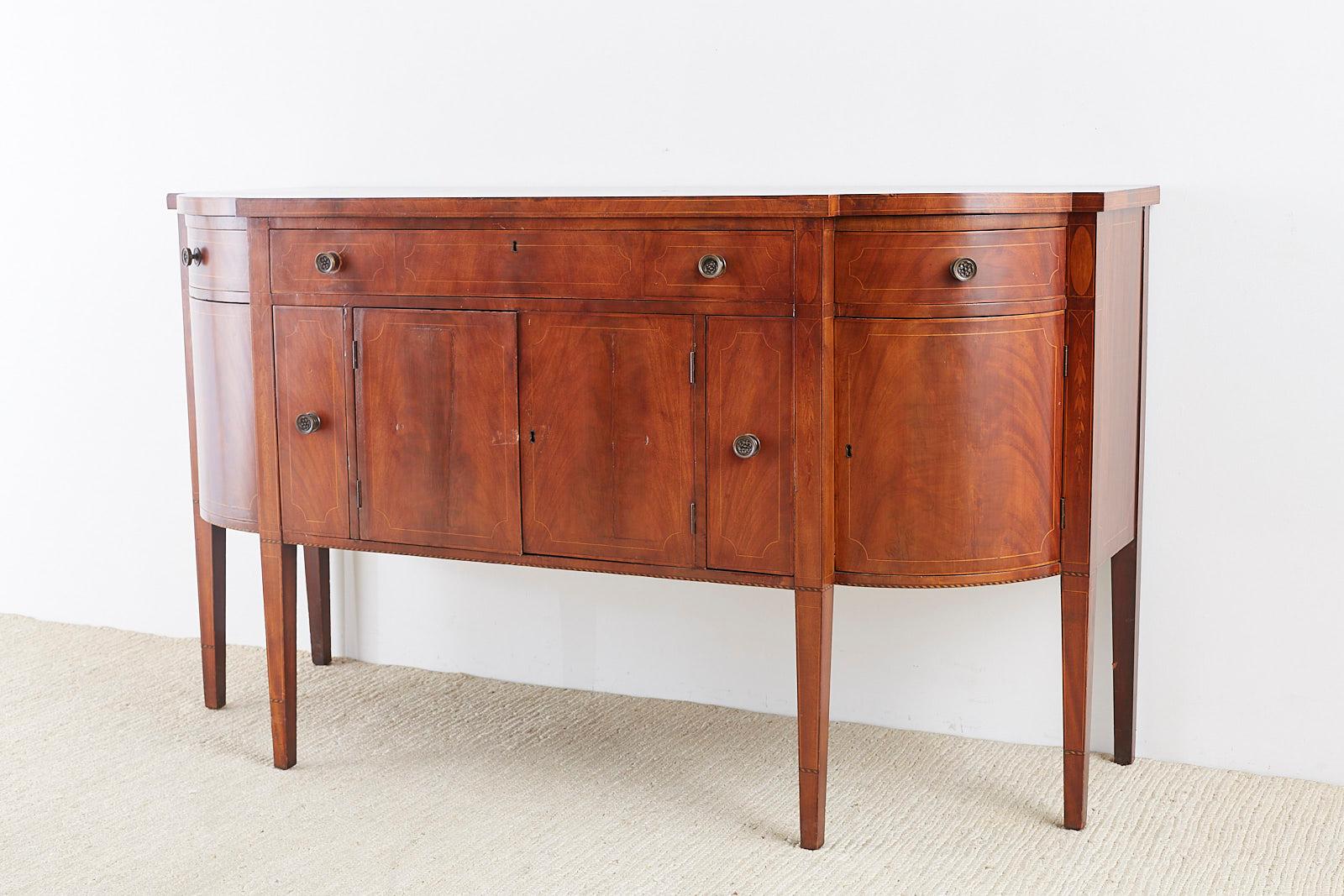 Hepplewhite American Federal Mahogany Bow Front Sideboard