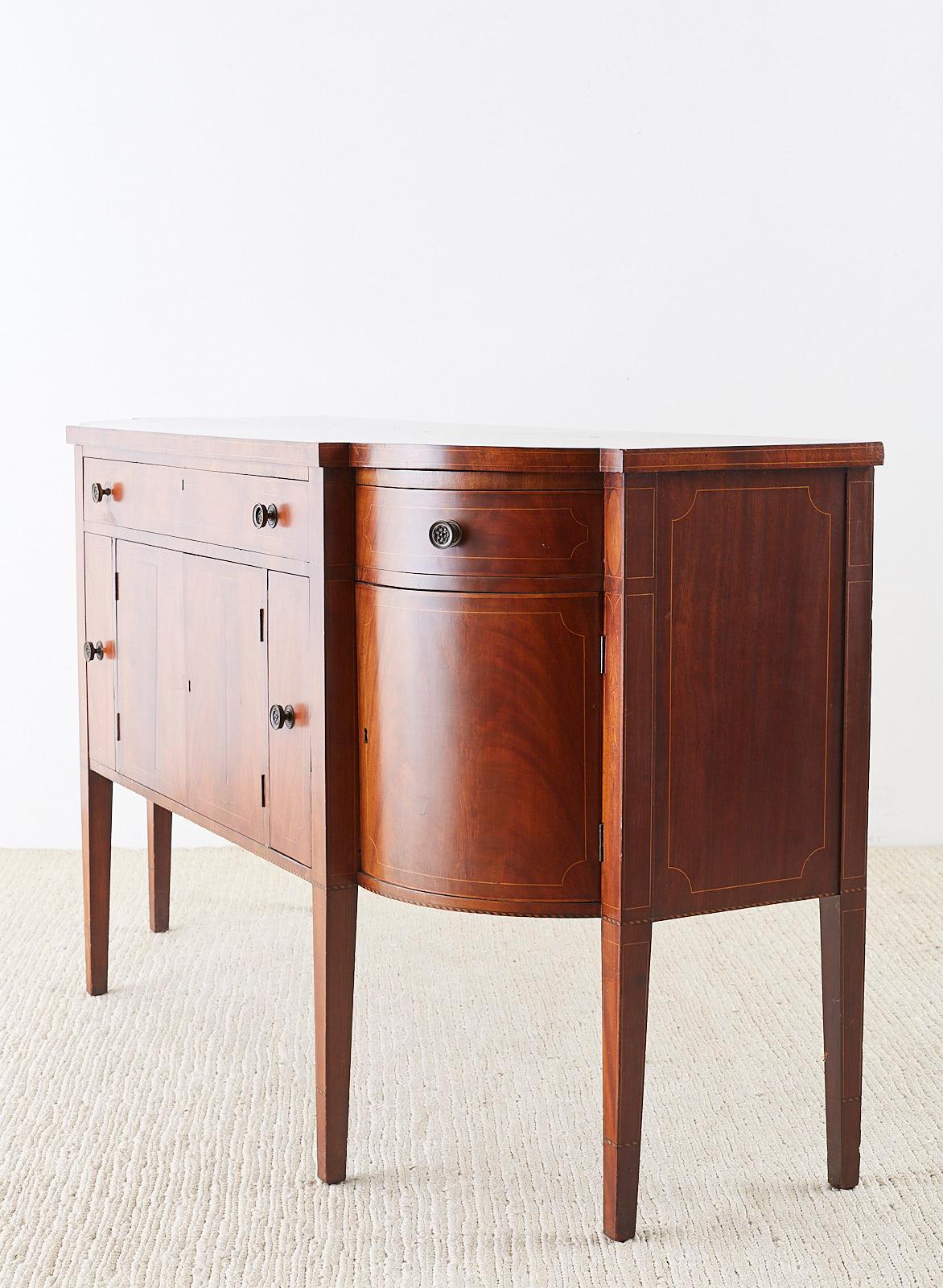 Hand-Crafted American Federal Mahogany Bow Front Sideboard