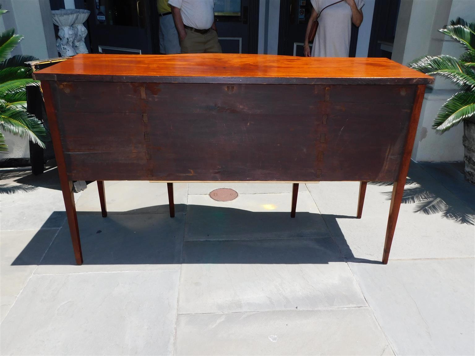 American Federal Mahogany Bow Front Sideboard with Tapered Cuffed Legs, C. 1810 For Sale 9