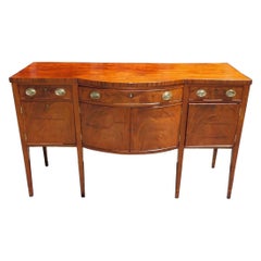 American Federal Mahogany Bow Front Sideboard with Tapered Cuffed Legs, C. 1810