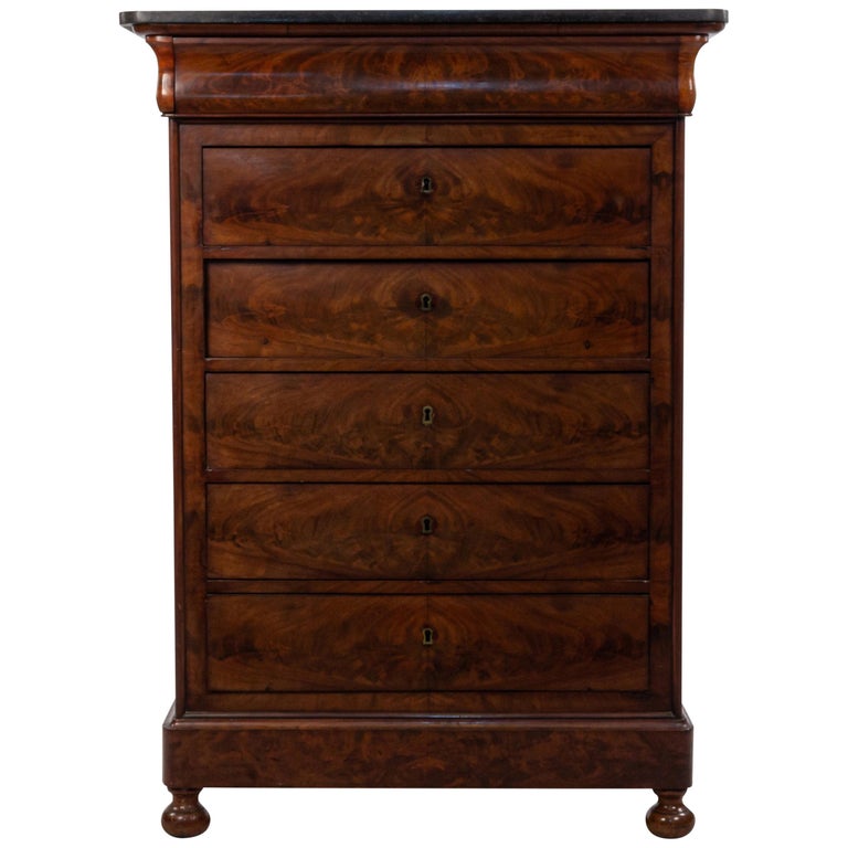 American Federal Mahogany Chest of Drawers with Black Marble Top For Sale