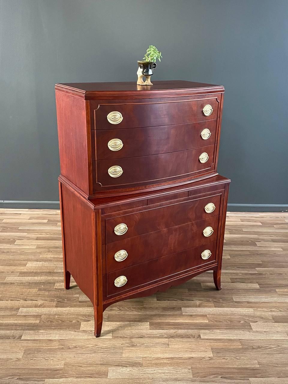 American Federal Mahogany Highboy Dresser In Good Condition In Los Angeles, CA