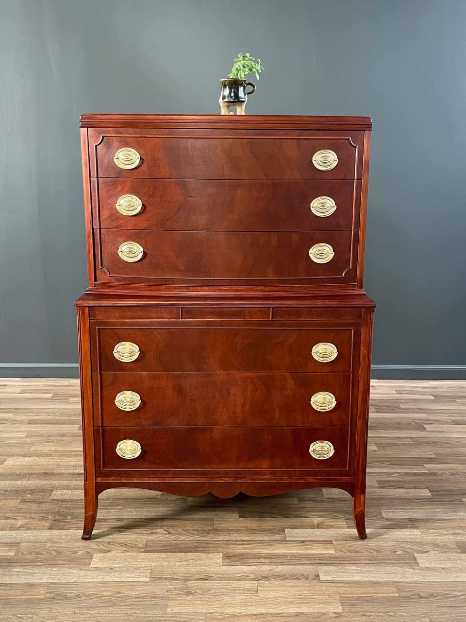 Mid-20th Century American Federal Mahogany Highboy Dresser