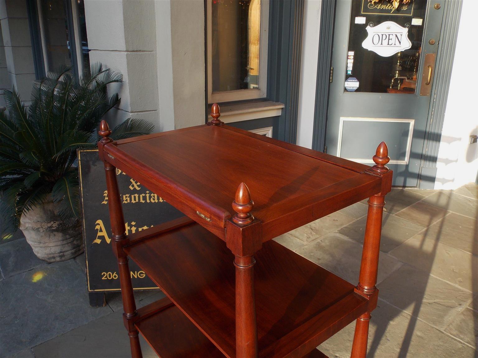 Brass American Federal Mahogany Hinged Five-Tiered One-Drawer Étagère, Balt. C. 1810