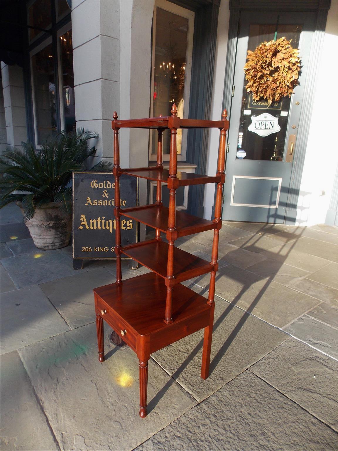 Early 19th Century American Federal Mahogany Hinged Five-Tiered One-Drawer Étagère, Balt. C. 1810