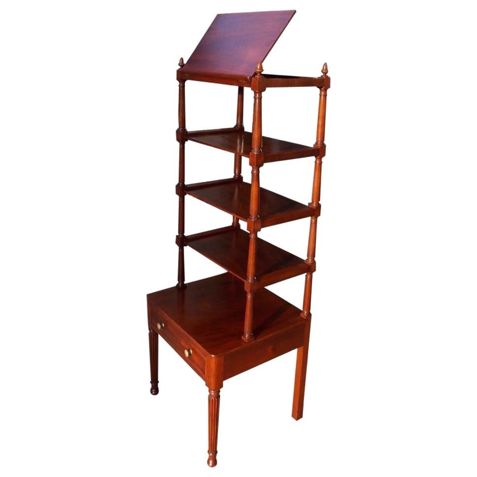 American Federal Mahogany Hinged Five-Tiered One-Drawer Étagère, Balt. C. 1810