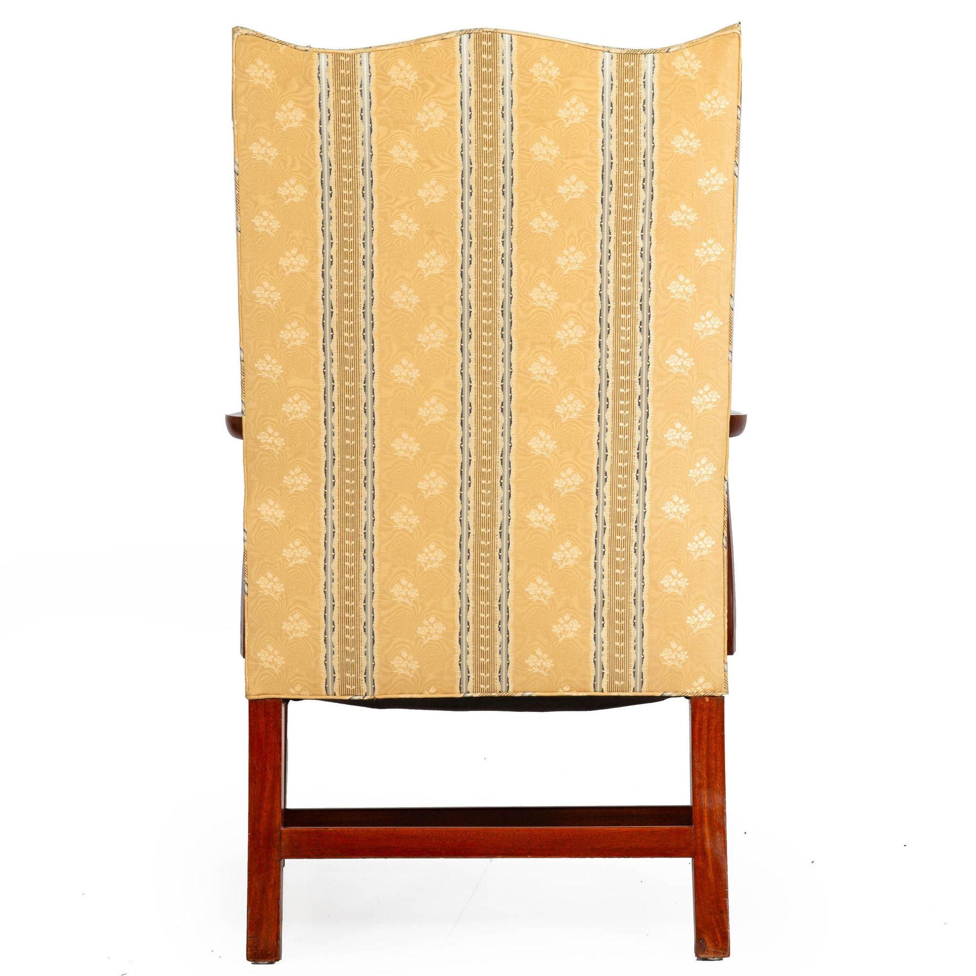 Upholstery American Federal Mahogany “Martha Washington” Lolling Armchair ca. 1800 For Sale