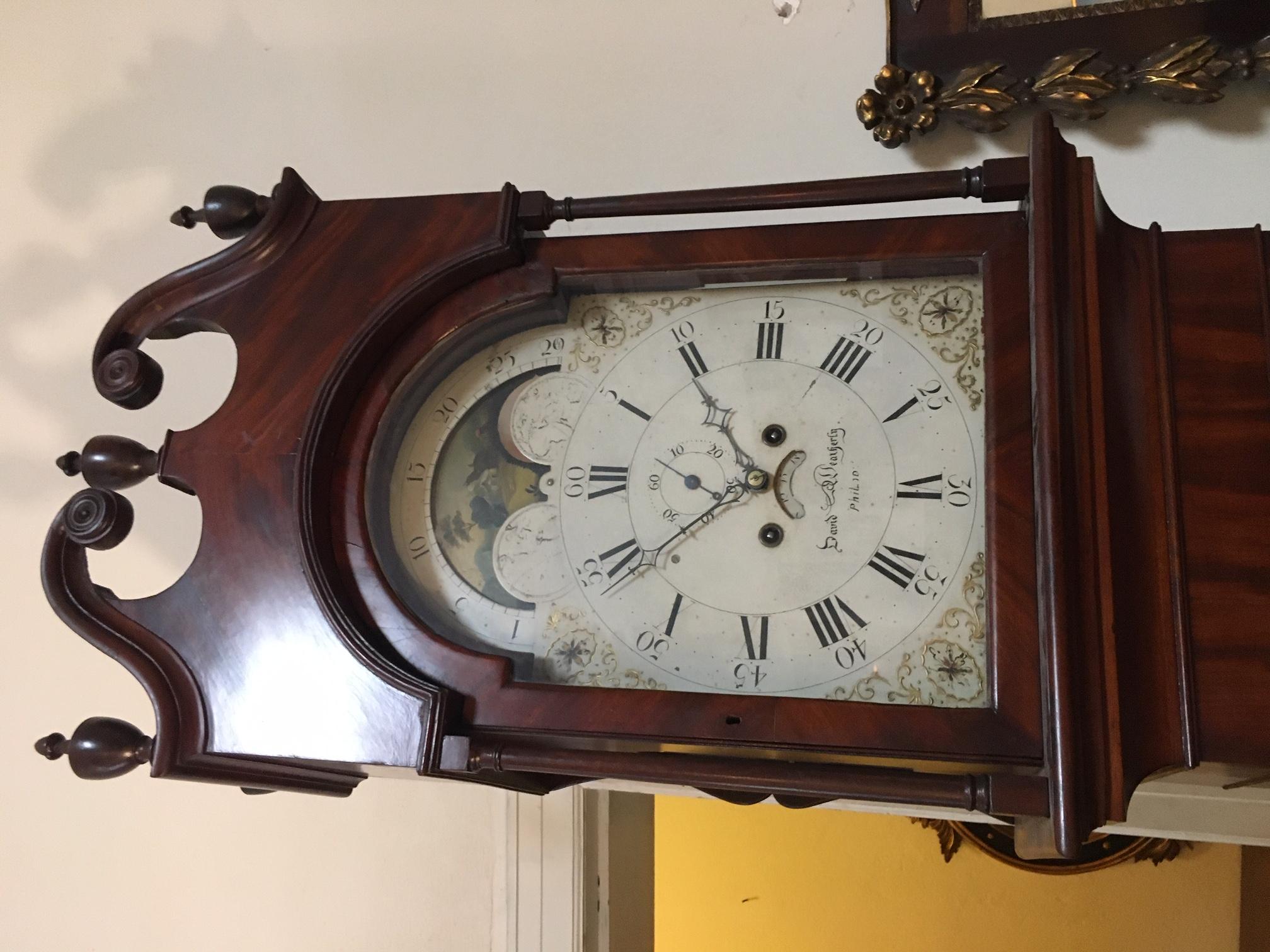 American Federal Mahogany Tall Case Clock, David Weatherly, Philadelphia 4