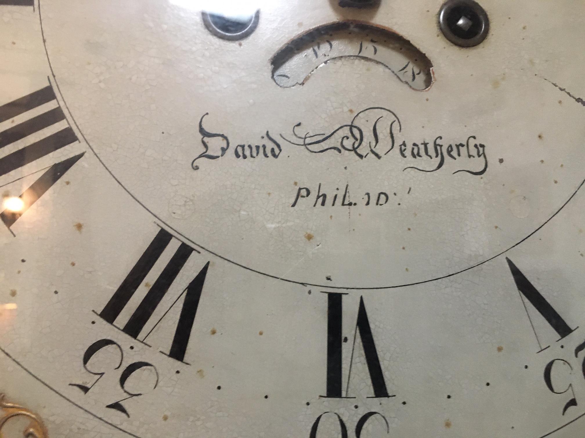 American Federal Mahogany Tall Case Clock, David Weatherly, Philadelphia 8
