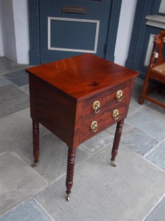 American Federal Mahogany Two-Drawer Stand with Original Gilt Brasses, C. 1810