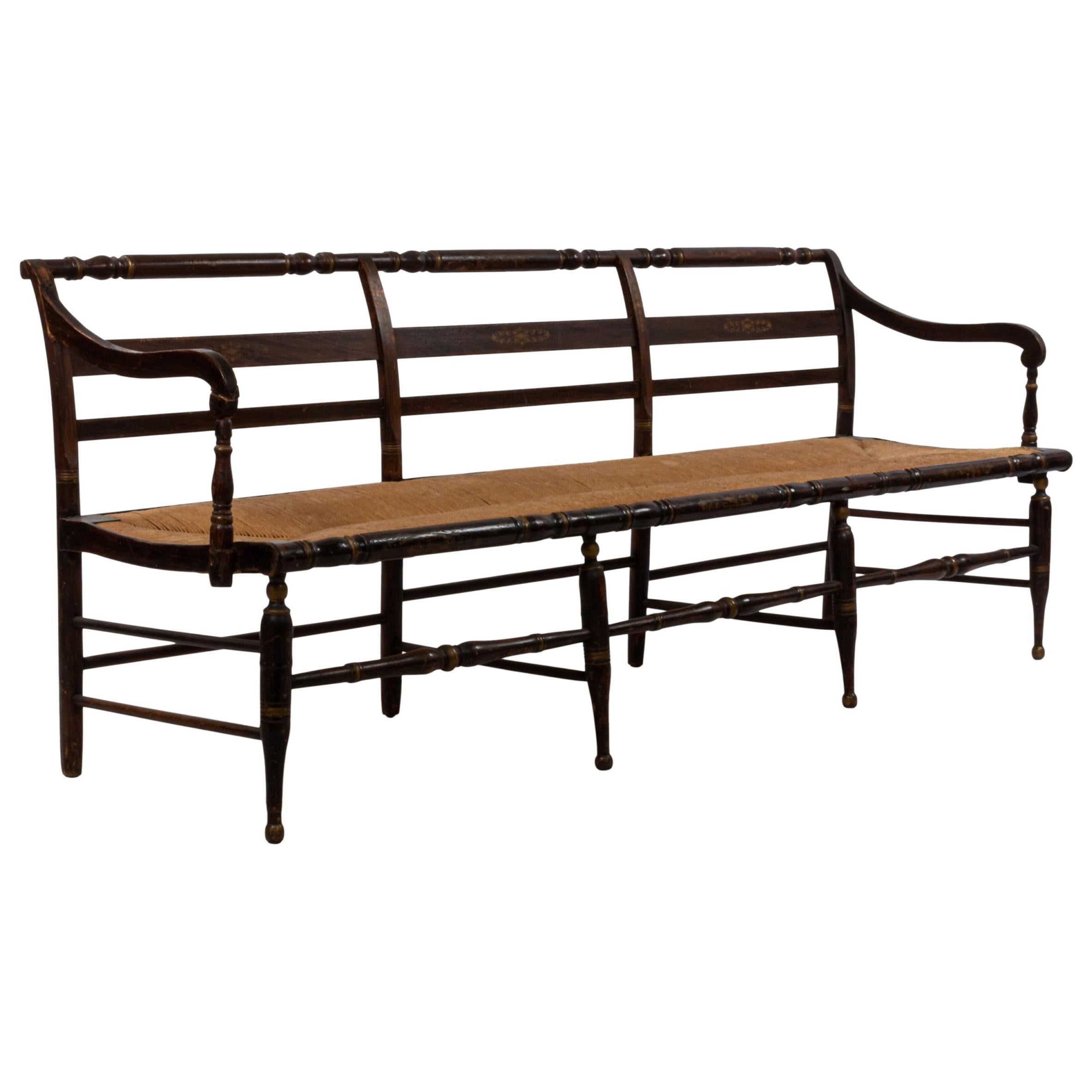 American Federal Painted Bench with Rush Seat