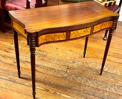 American Federal Period Mahogany Serpentine Sheraton Style Flap-Top Games Table