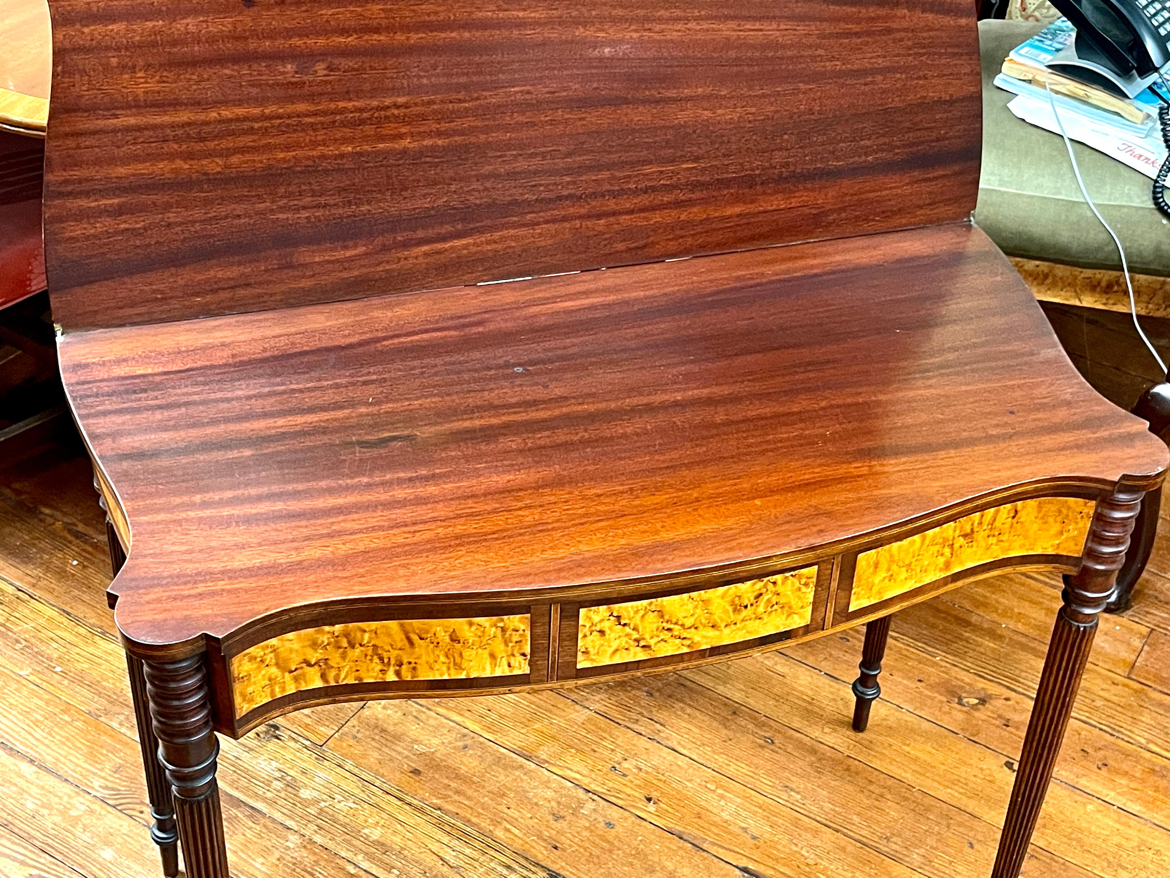 19th Century American Federal Period Mahogany Serpentine Sheraton Style Flap-Top Games Table