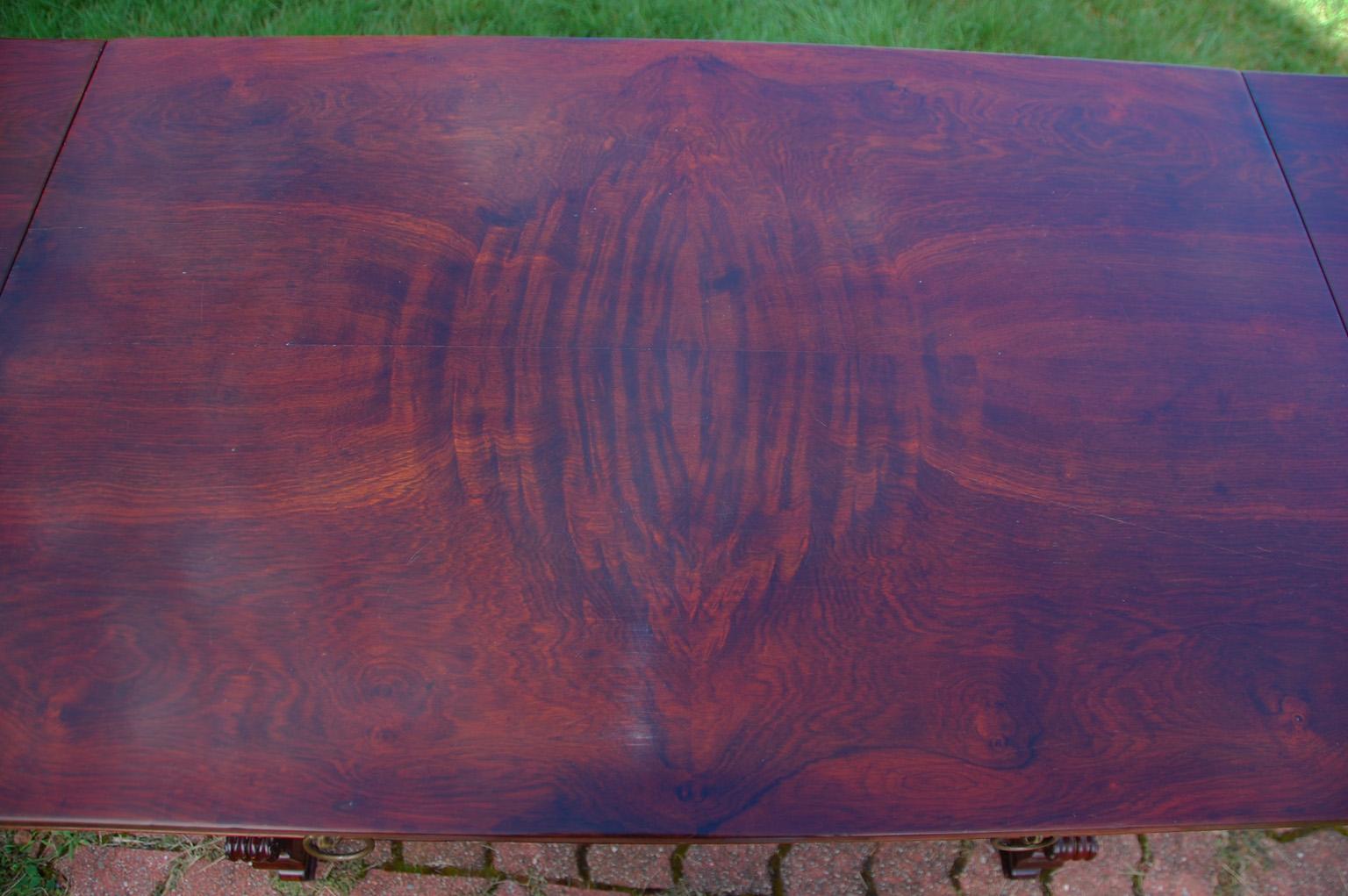 American Federal Period Rosewood Sofa Table with Acanthus Leaf Carving 2