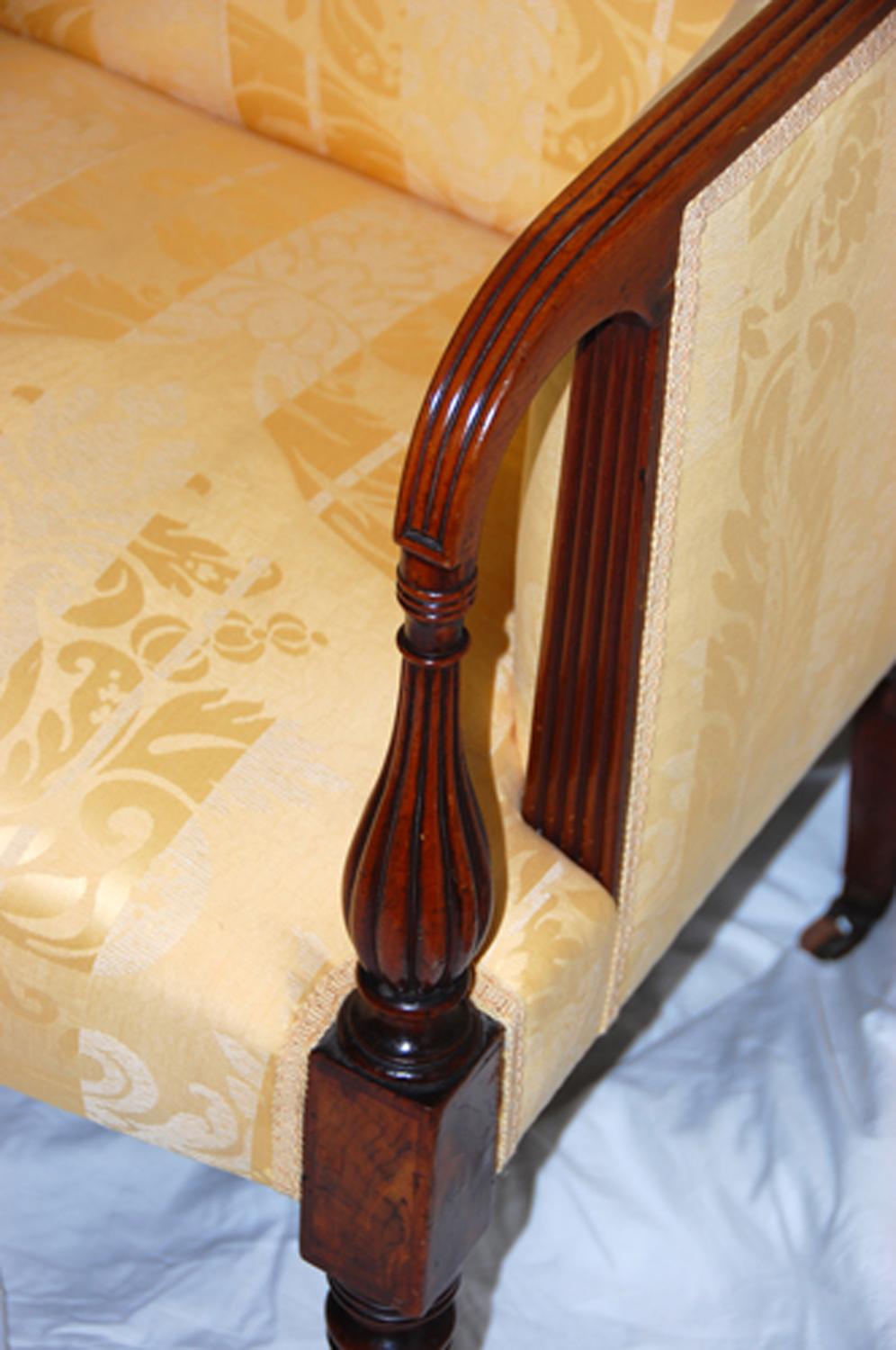 American Federal Period Sheraton Mahogany Carved Sofa 1