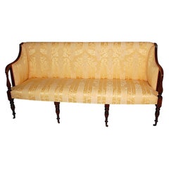 American Federal Period Sheraton Mahogany Carved Sofa