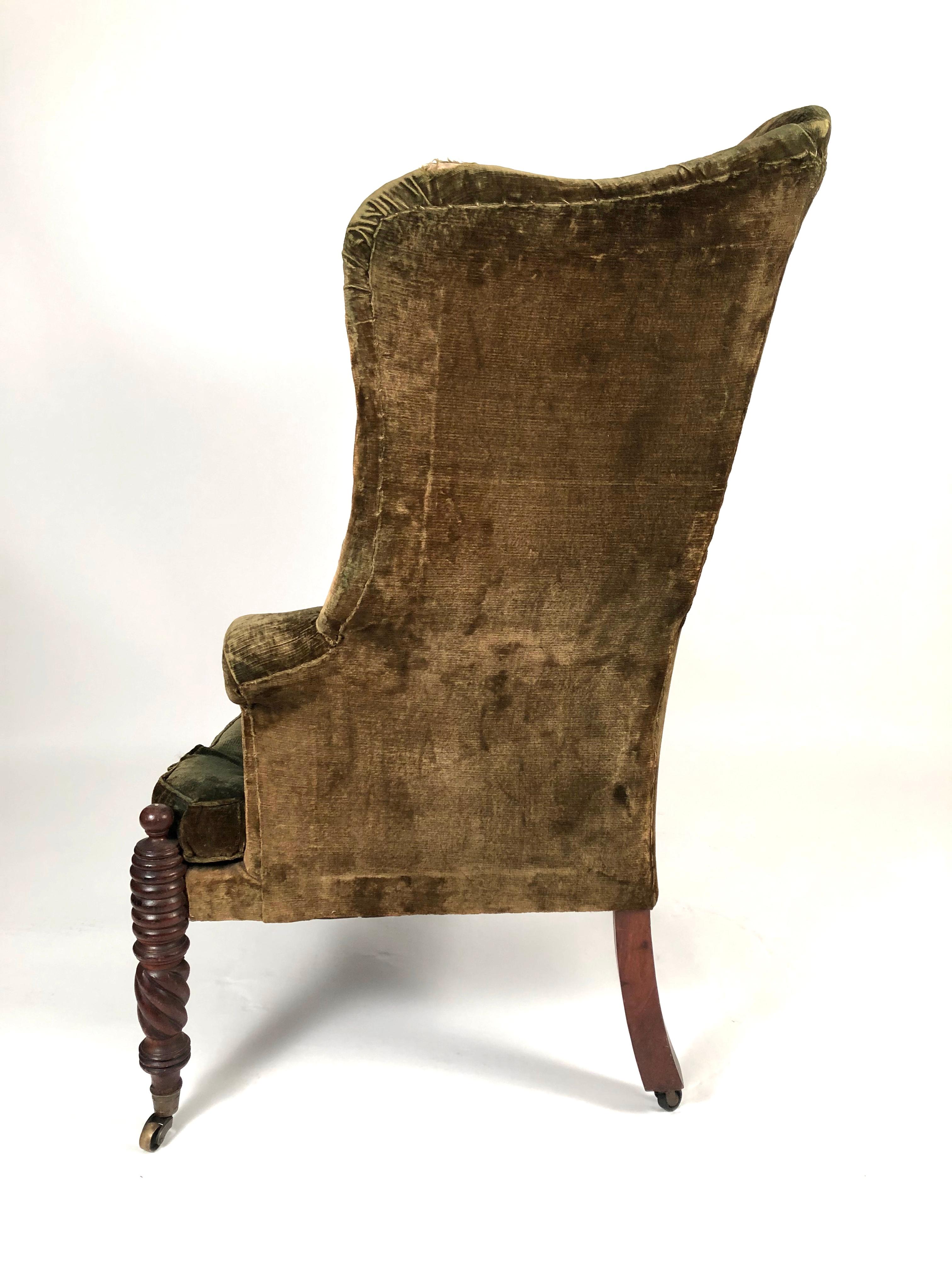 Carved American Federal Period Wingback Chair from Portsmouth, New Hampshire
