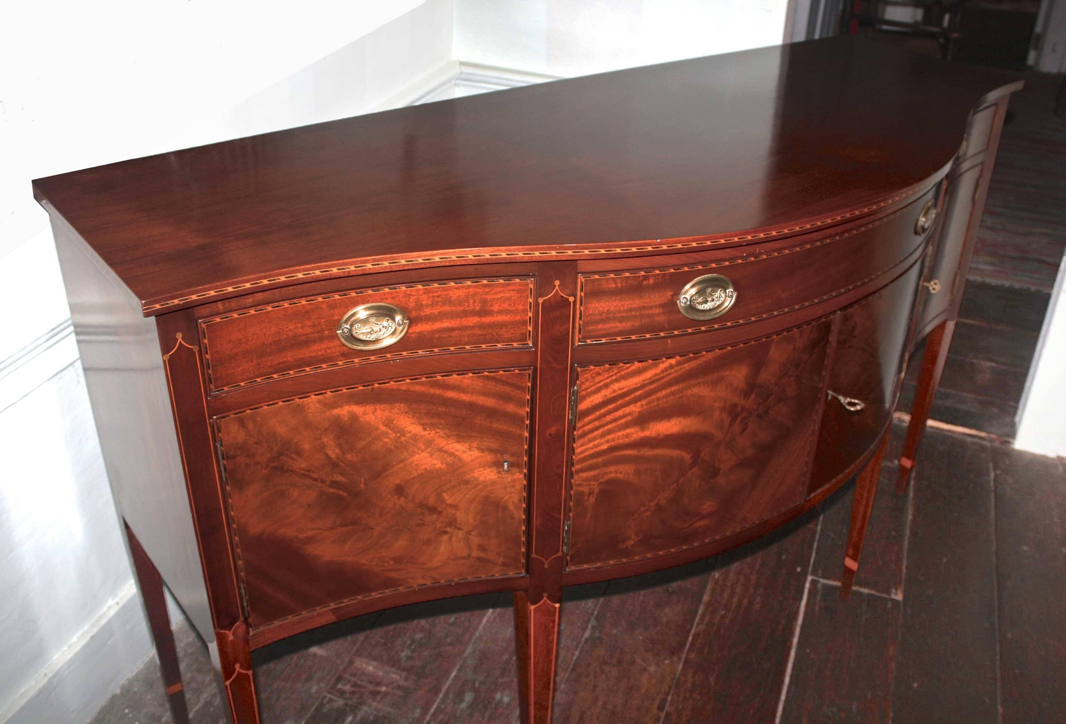 Late 19th Century American Federal Revival Inlaid Mahogany Sideboard For Sale