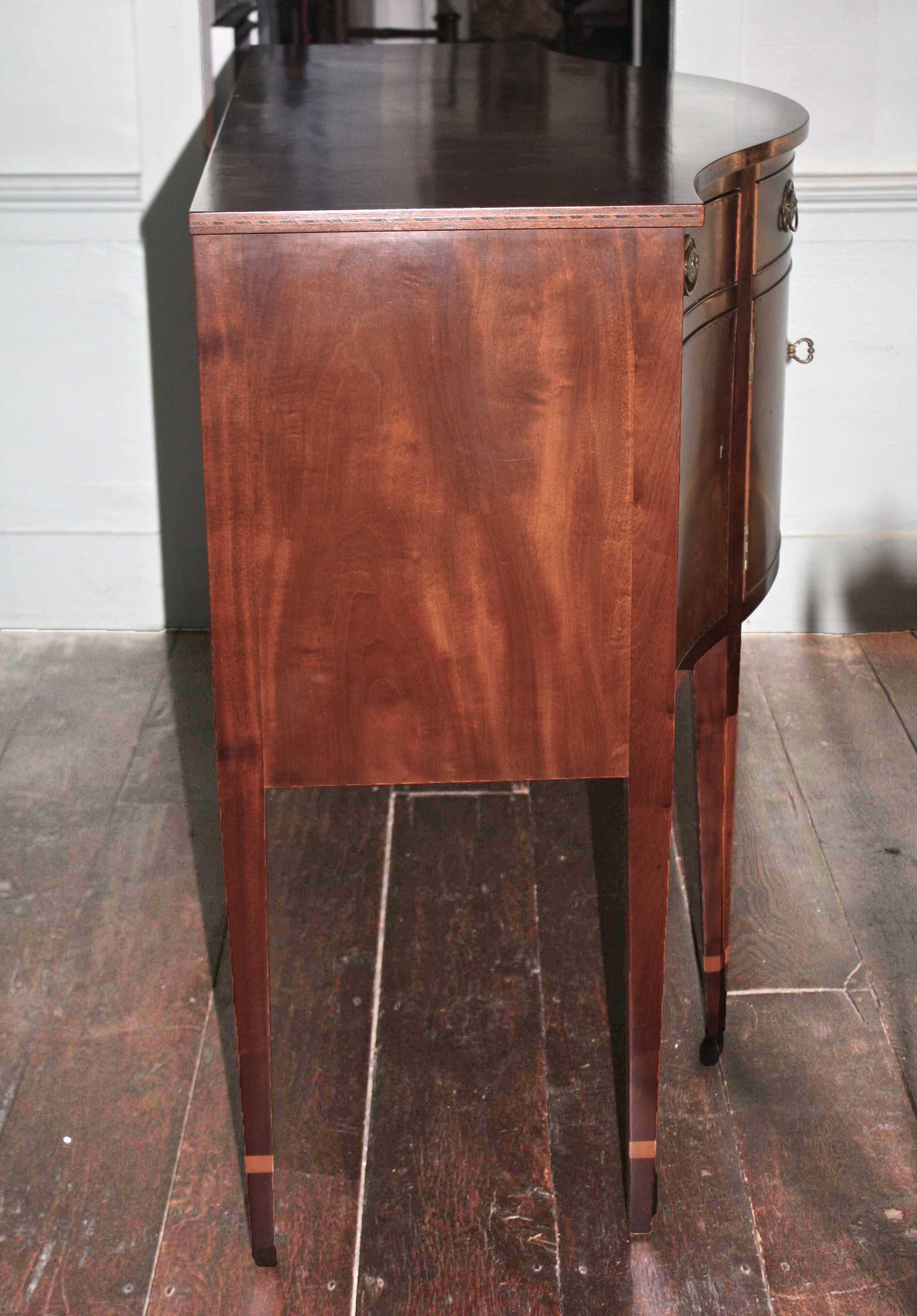 American Federal Revival Inlaid Mahogany Sideboard For Sale 1