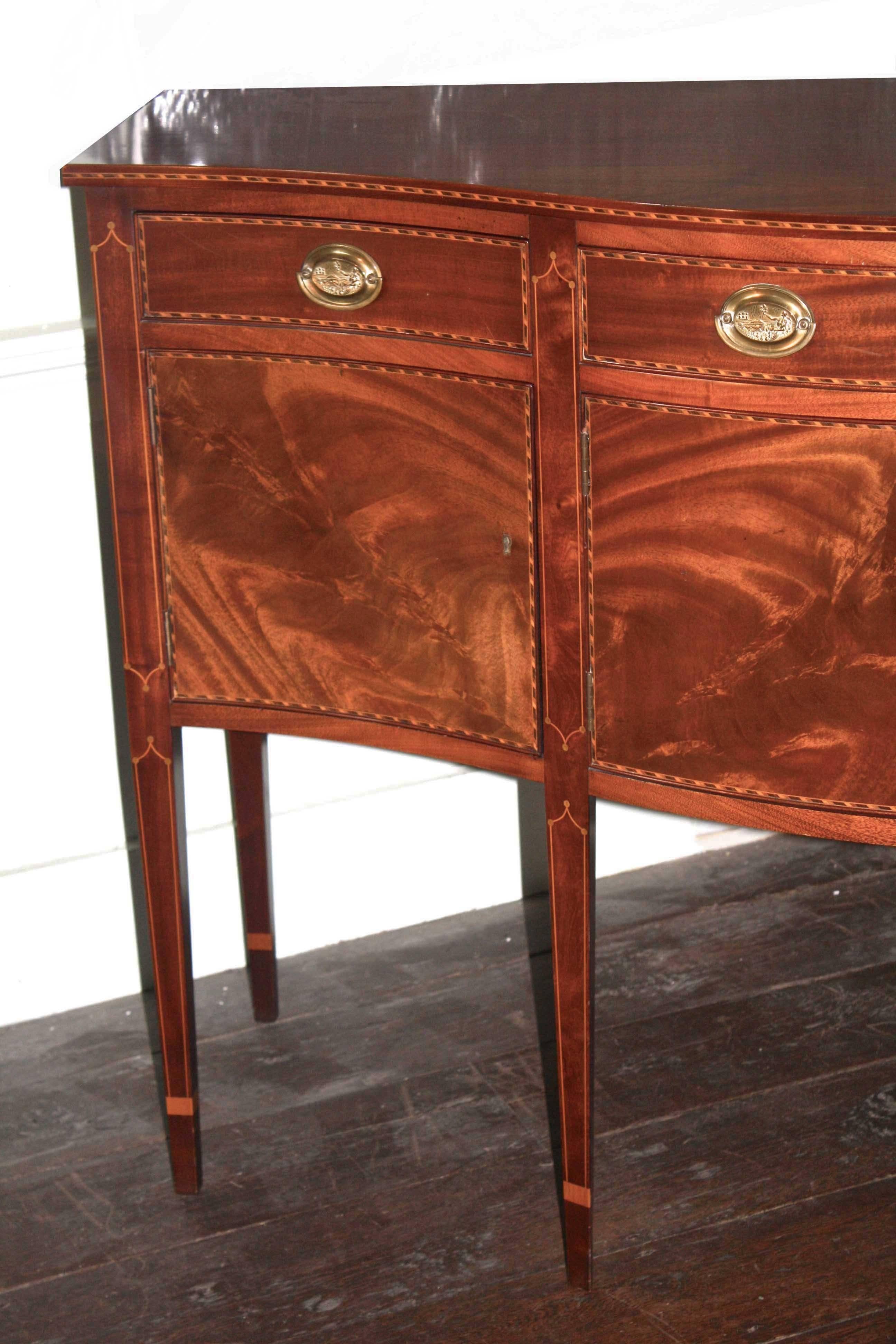 American Federal Revival Inlaid Mahogany Sideboard For Sale 2