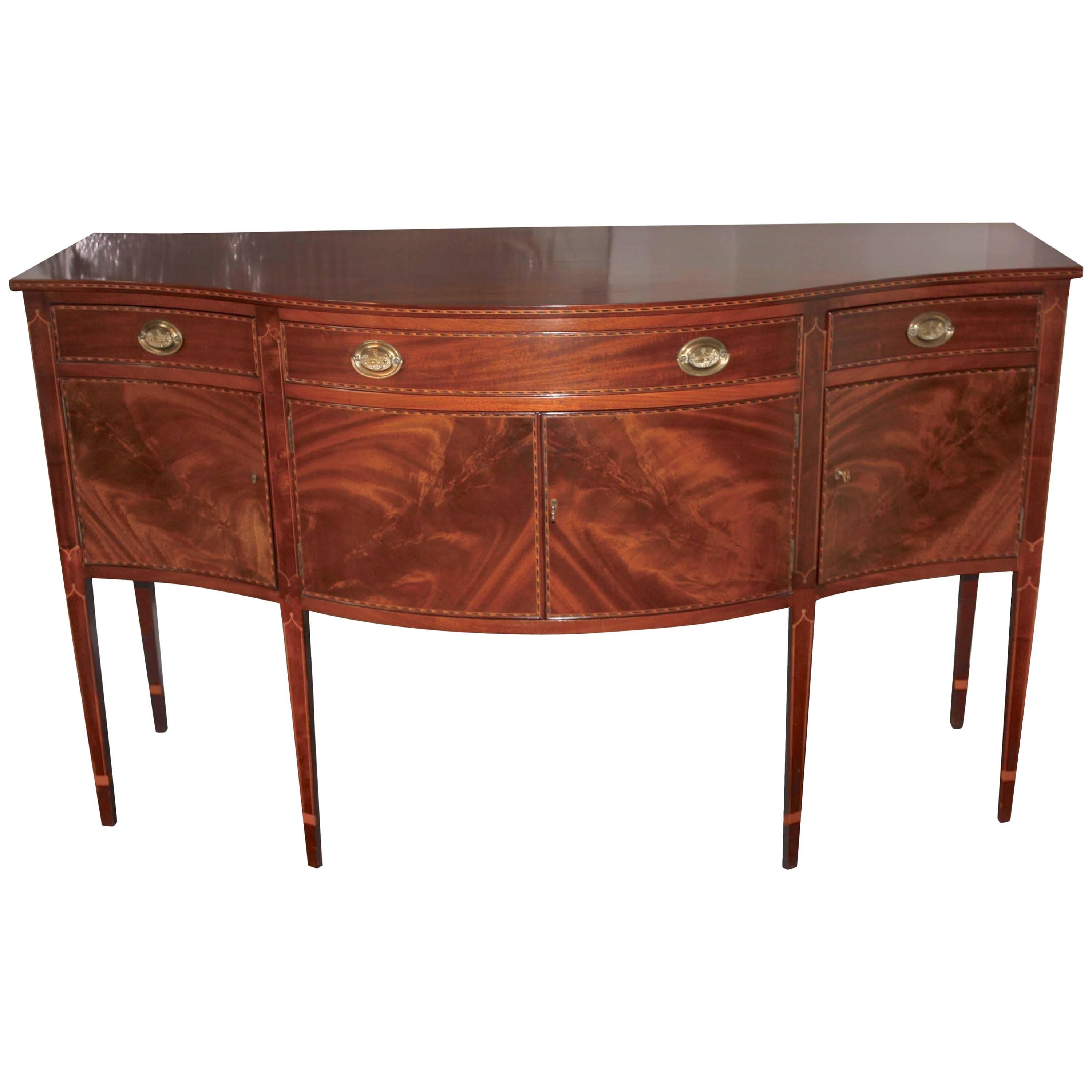 American Federal Revival Inlaid Mahogany Sideboard For Sale