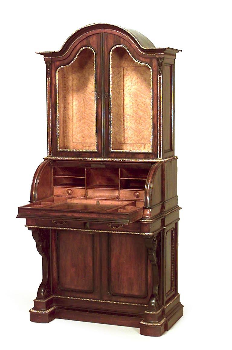 Federal Rosewood Roll Top Secretary In Good Condition For Sale In New York, NY