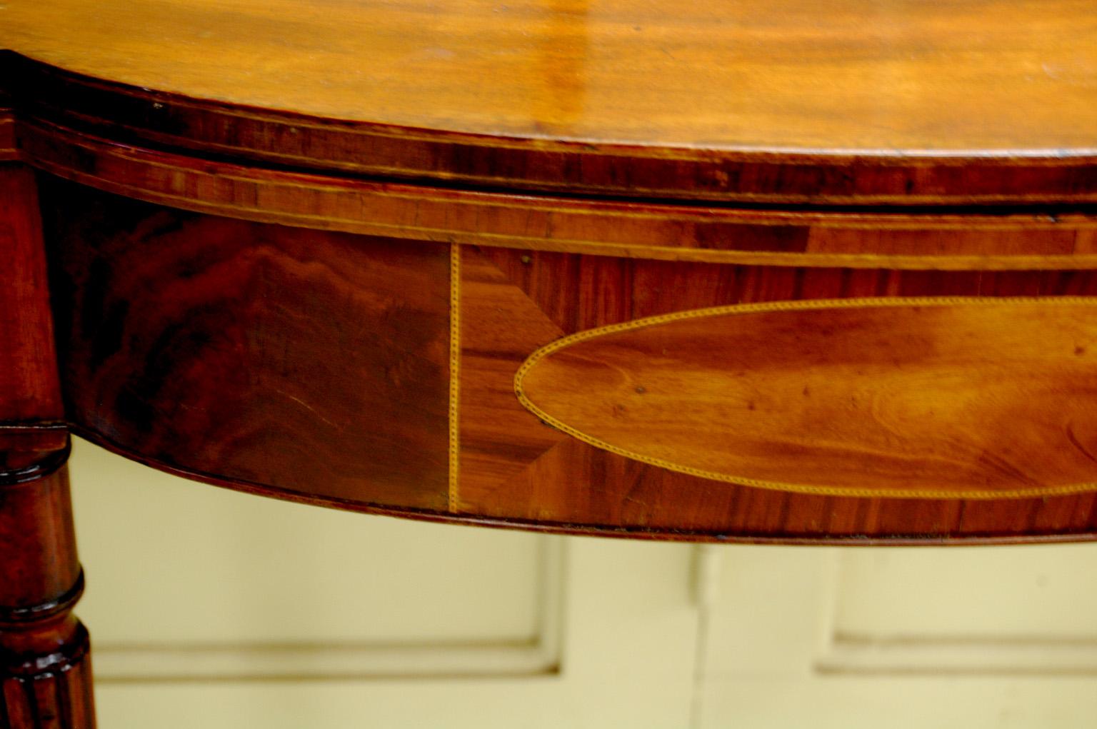 18th Century American Federal Serpentine Inlaid Tea Table Attributed to Nehemiah Adams