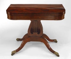 Consola federal americana de caoba del siglo XIX con tapa abatible