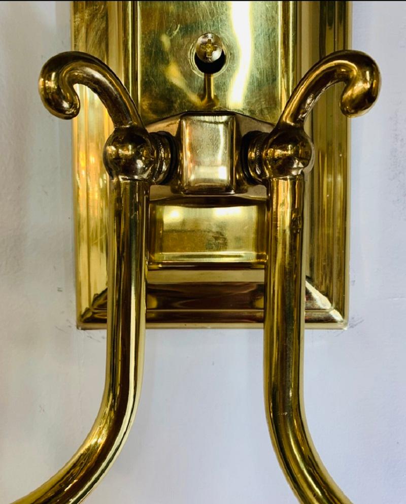 Late 20th Century American Federal Style Brass Wall Sconces, Set of 4