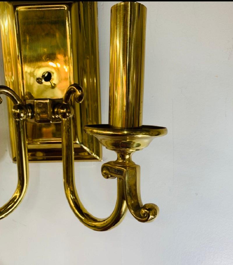 American Federal Style Brass Wall Sconces, Set of 4 1