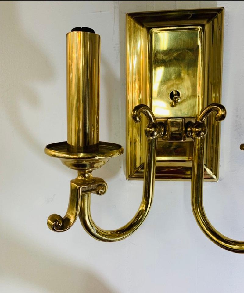 American Federal Style Brass Wall Sconces, Set of 4 3