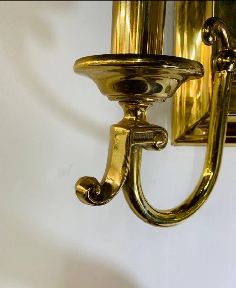 American Federal Style Brass Wall Sconces, Set of 4 4
