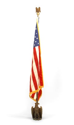 American Federal Style Flag with Brass Pole and Stand