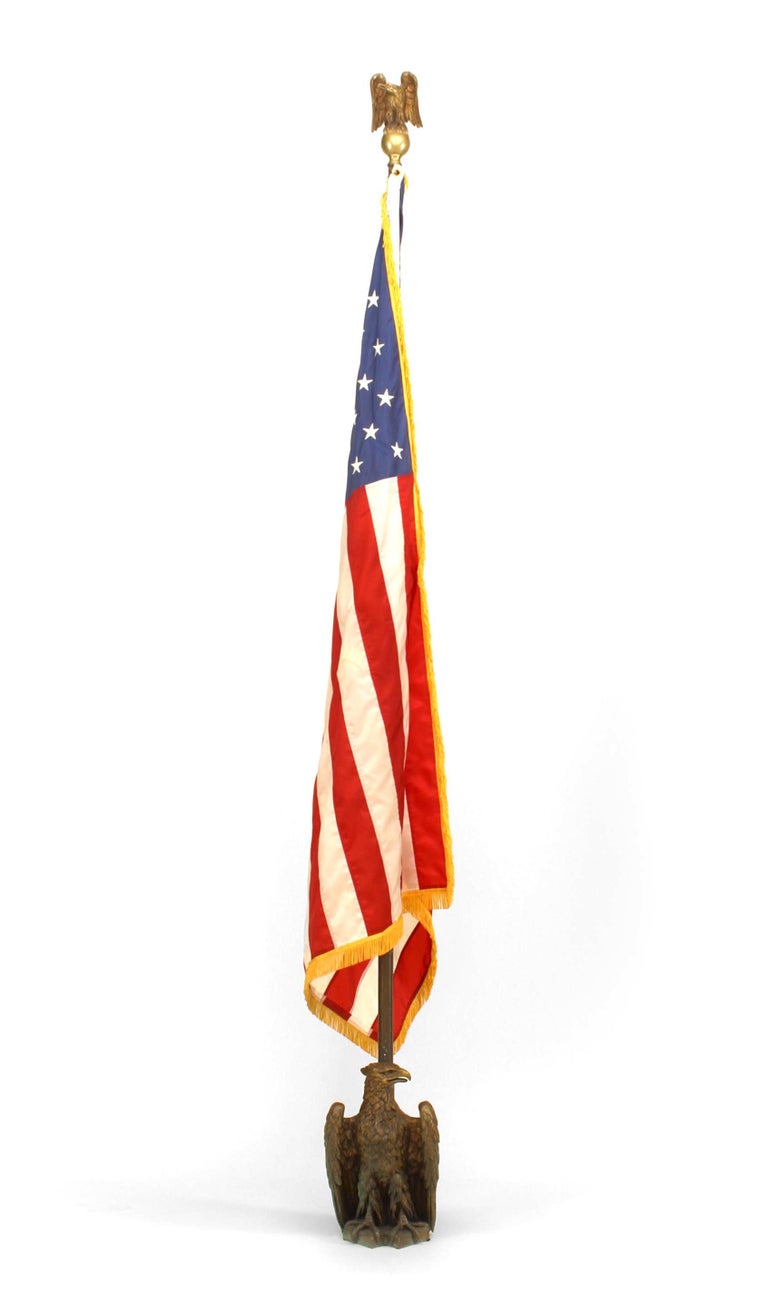 American Federal Style Bronze Eagle Base Flag Pole For Sale at 1stdibs