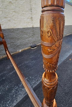 American Federal Style Carved Mahogany Queen Size Poster Bedstead