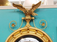 Miroir Girandole Convexe en bois doré de style fédéral américain