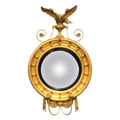 American Federal Style Convex Giltwood Girandole Mirror