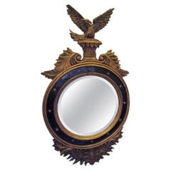American Federal Style Large Size Round Beveled Wall Mirror with Eagle