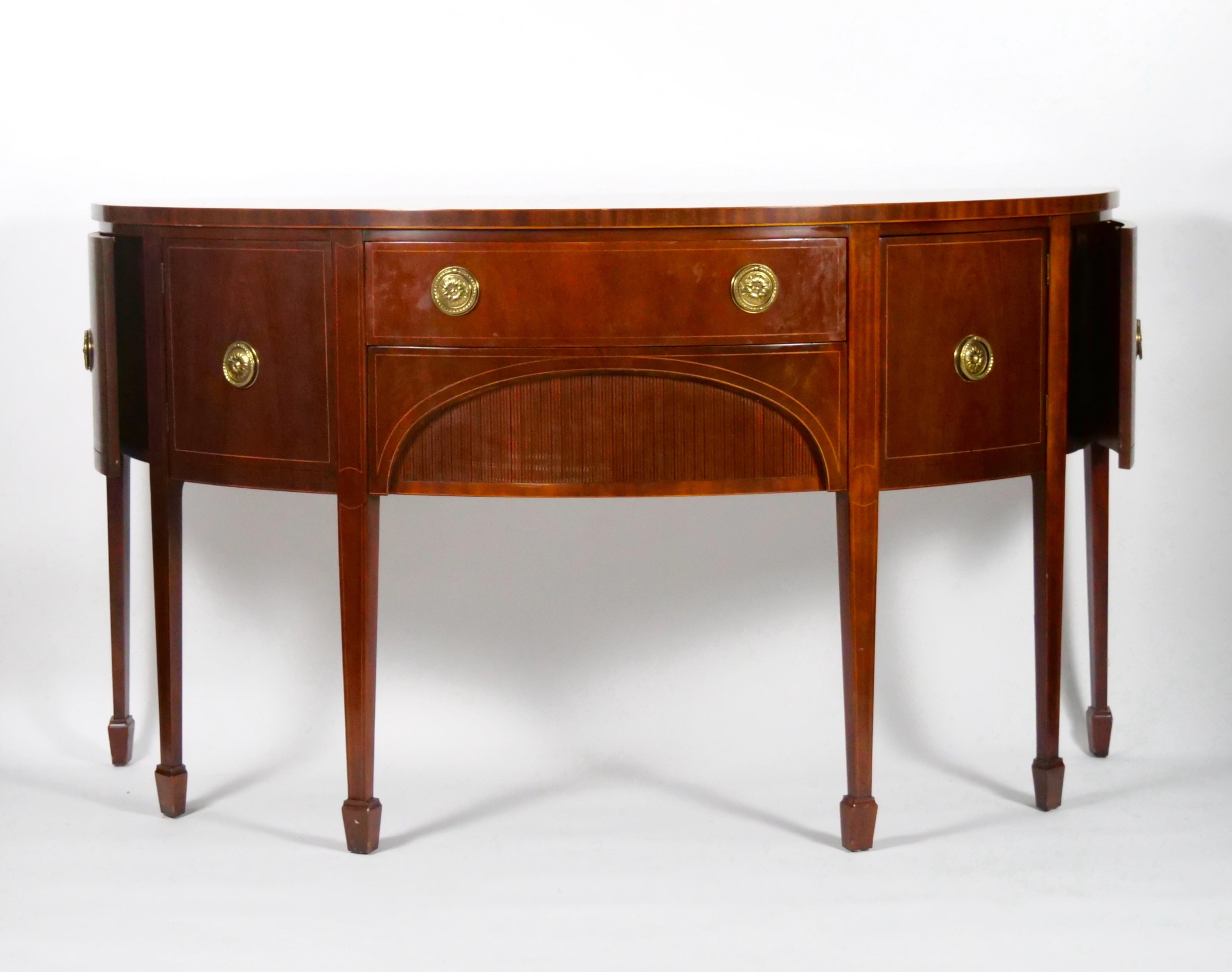 20th Century American Federal Style Mahogany Inlaid Decorated Credenzas / Sideboard For Sale