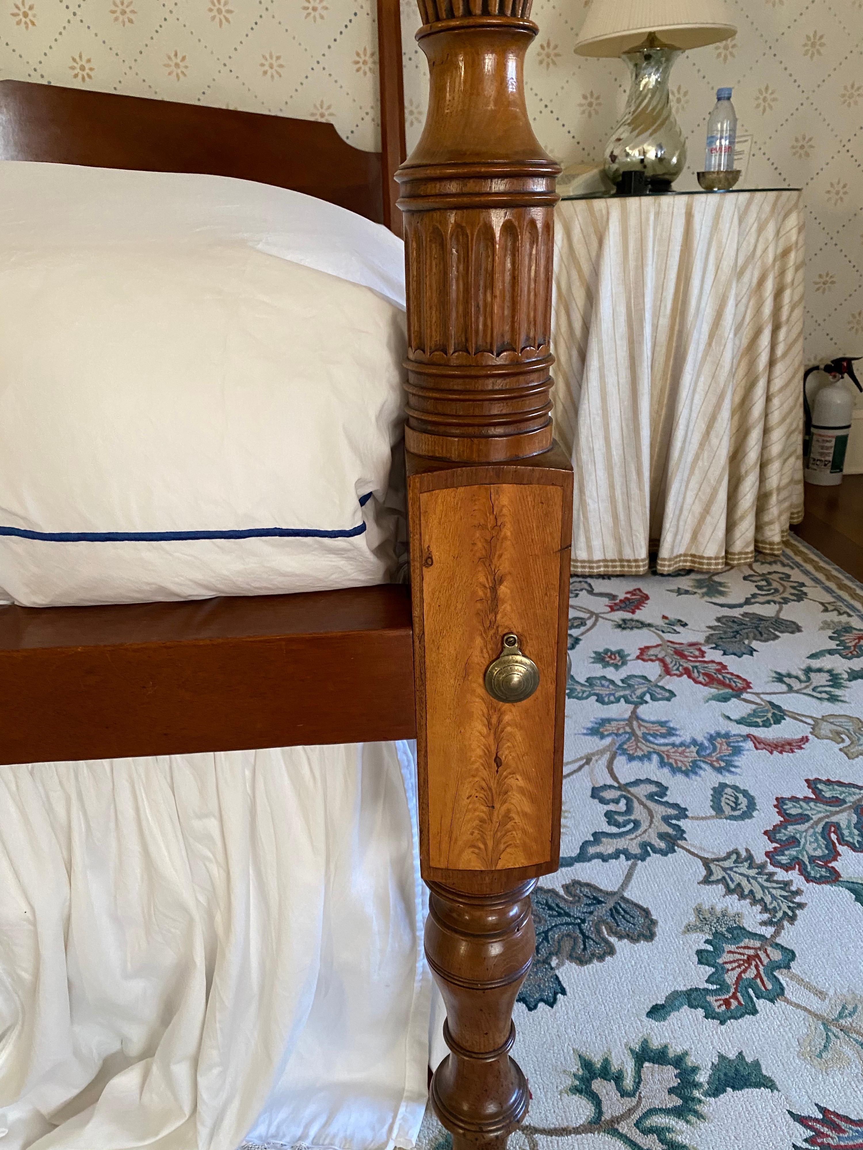 19th Century American Federal Style Mahogany King Size Four-Poster Bed