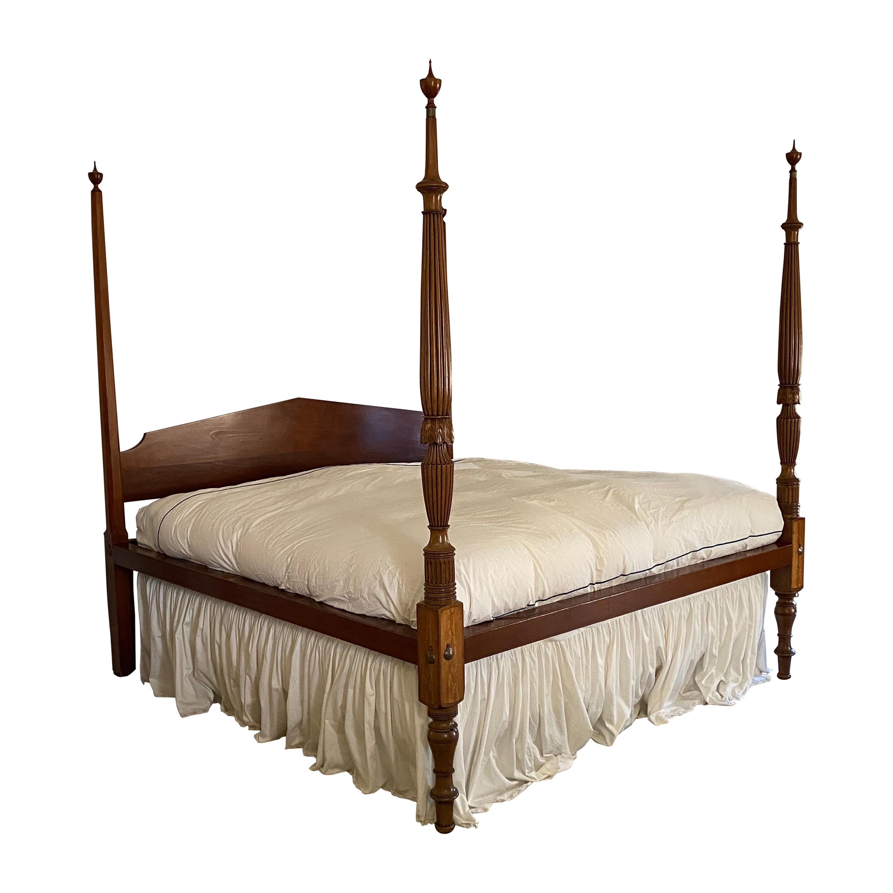 American Federal Style Mahogany King Size Four-Poster Bed