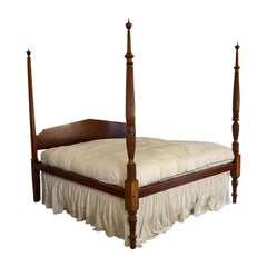 Antique American Federal Style Mahogany King Size Four-Poster Bed